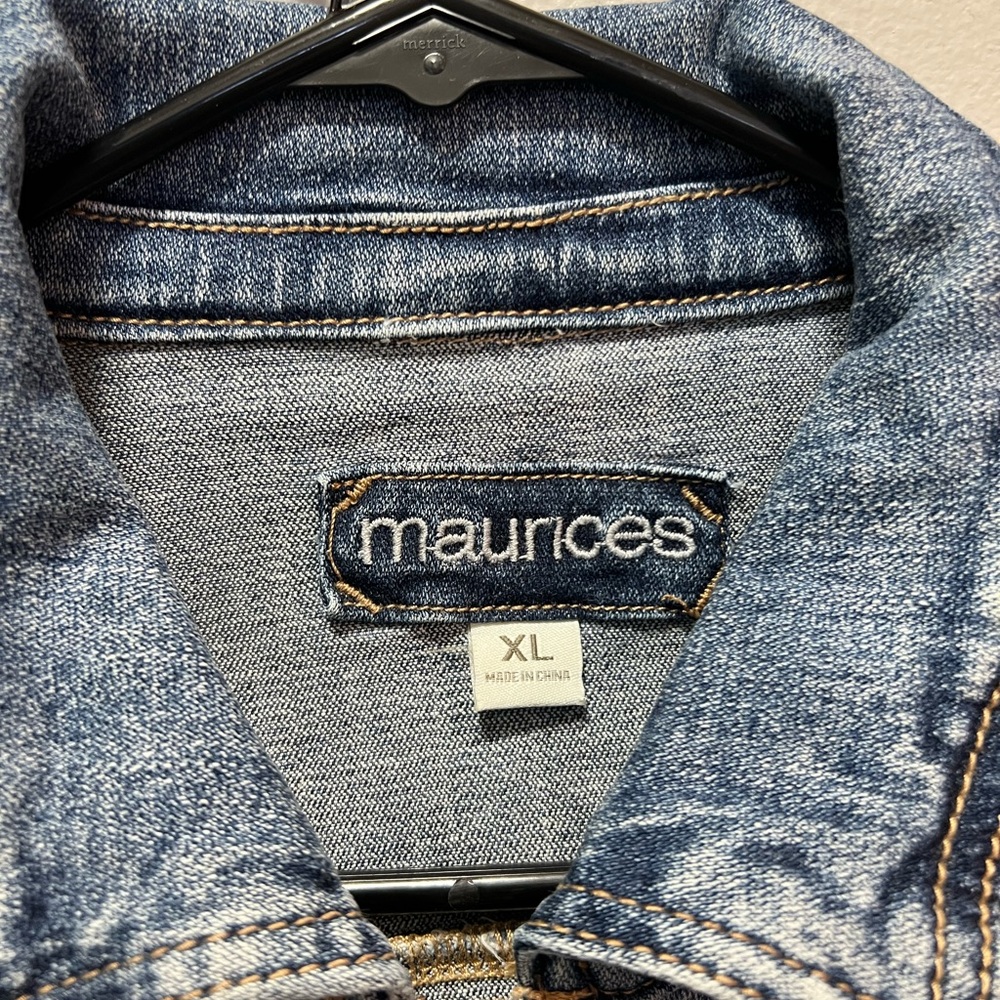 Maurices cropped distressed denim jacket